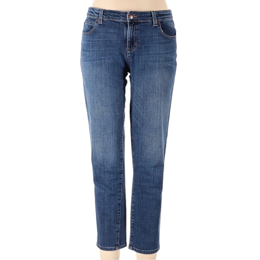 Eileen Fishser Relaxed Fit Boyfriend Med Wash Organic Cotton Blend Jeans Sz 10